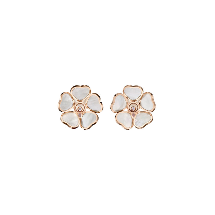 HAPPY HEARTS FLOWERS EARRINGS, ETHICAL ROSE GOLD, DIAMONDS, MOTHER-OF-PEARL 84A085-5301