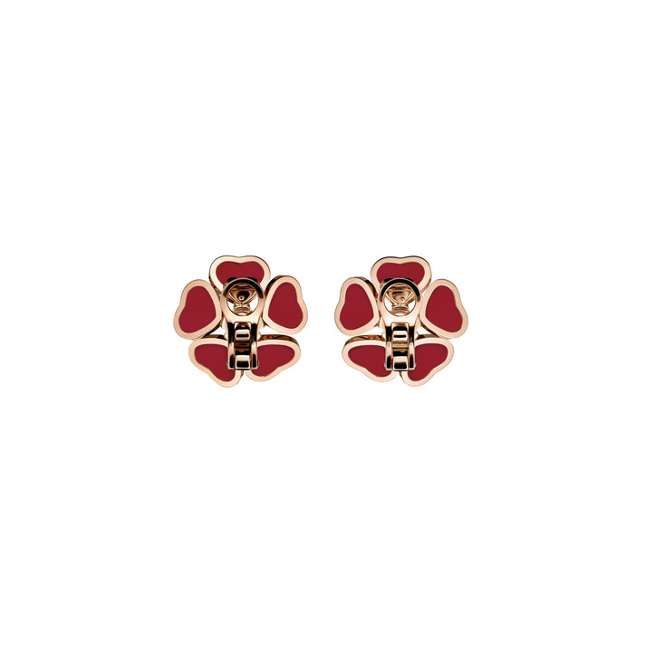 HAPPY HEARTS FLOWERS EARRINGS, ETHICAL ROSE GOLD, DIAMONDS, RED STONE 84A085-5811