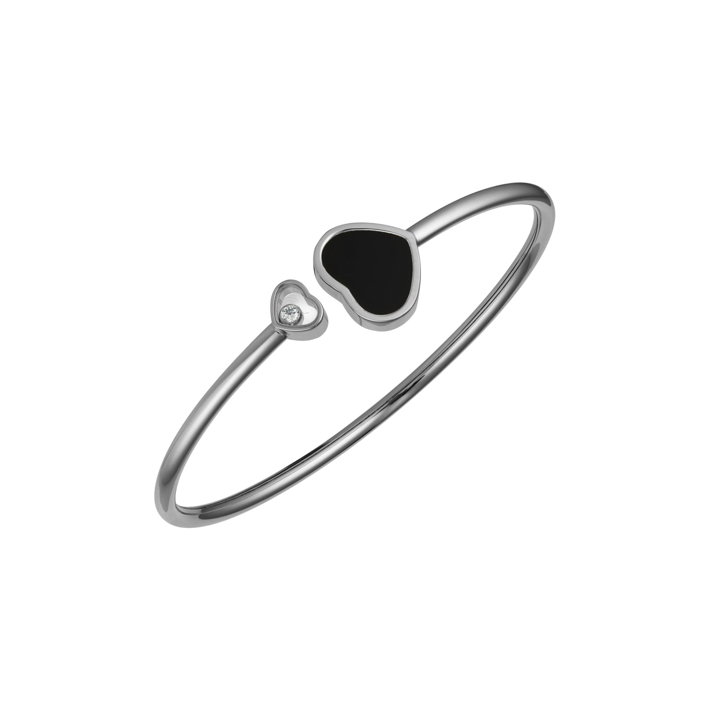 HAPPY HEARTS BANGLE, ETHICAL WHITE GOLD, DIAMOND, ONYX 857482-1200