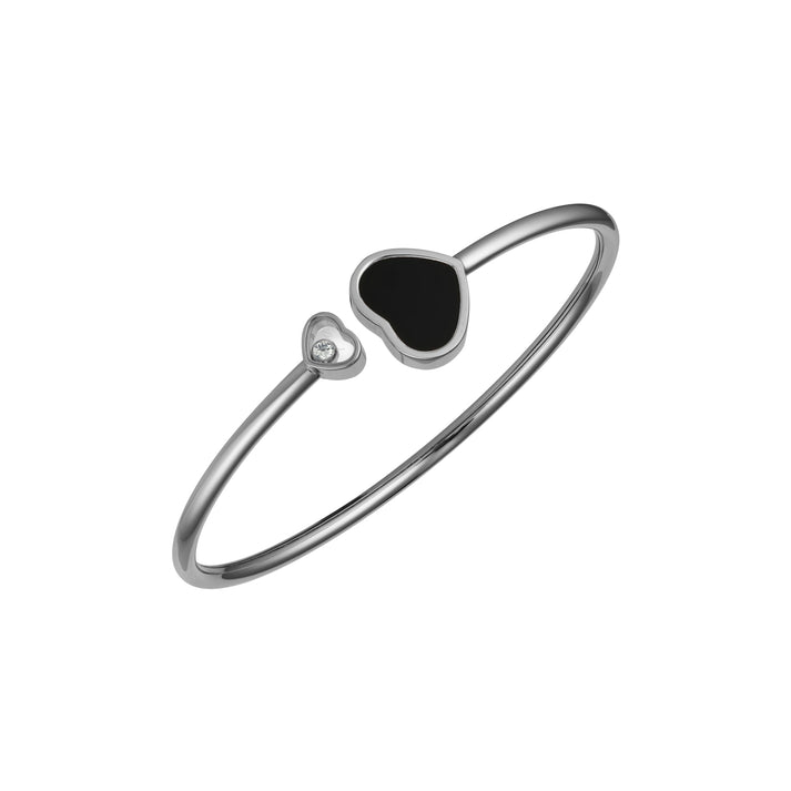 HAPPY HEARTS BANGLE, ETHICAL WHITE GOLD, DIAMOND, ONYX 857482-1200