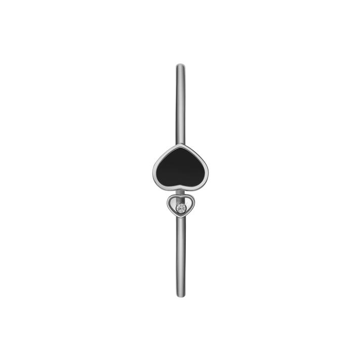HAPPY HEARTS BANGLE, ETHICAL WHITE GOLD, DIAMOND, ONYX 857482-1200