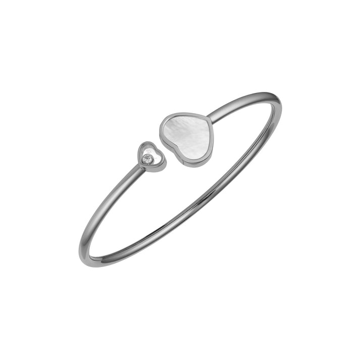 HAPPY HEARTS BANGLE, ETHICAL WHITE GOLD, DIAMOND, MOTHER-OF-PEARL 857482-1300