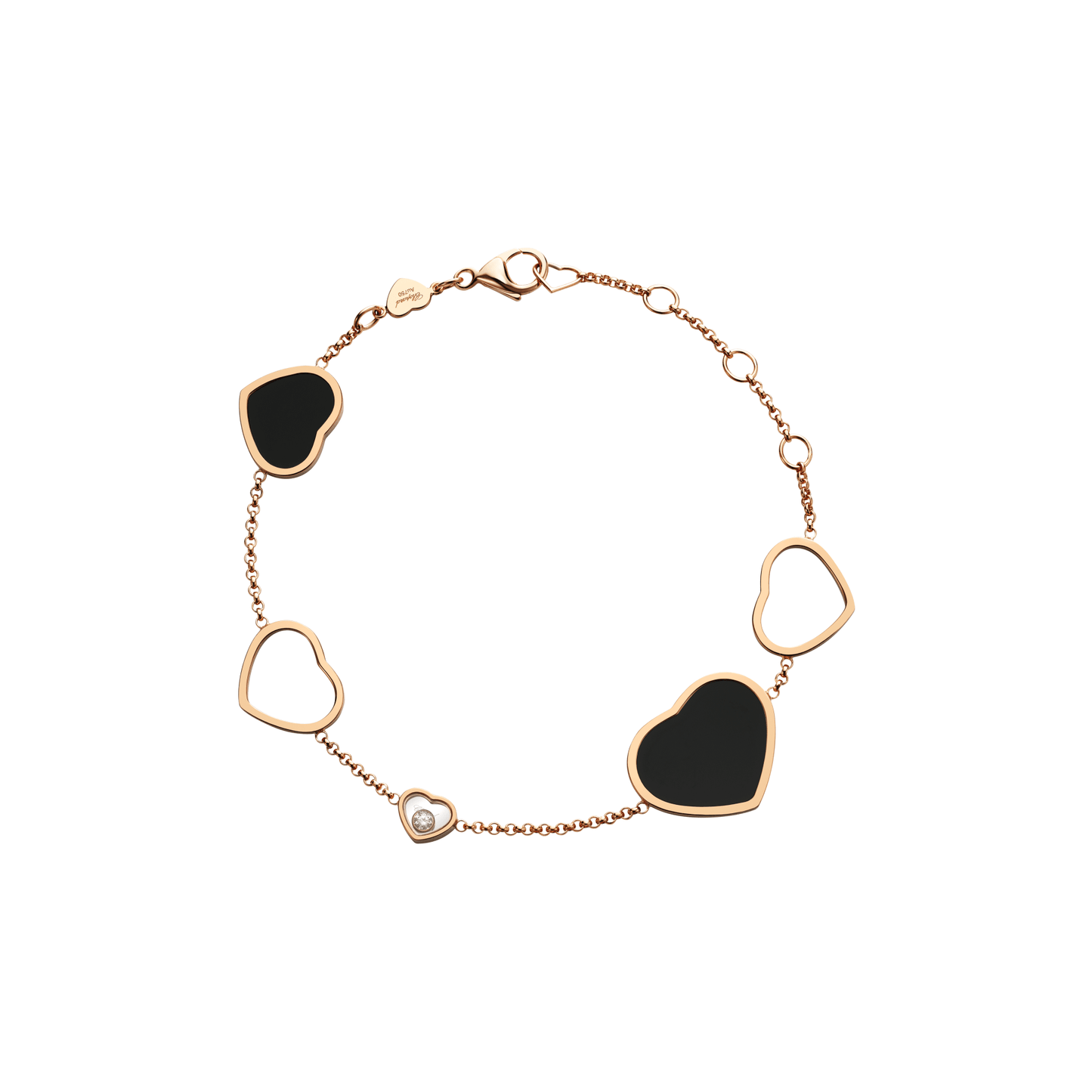 HAPPY HEARTS BRACELET, ETHICAL ROSE GOLD, DIAMOND, ONYX 857482-5021