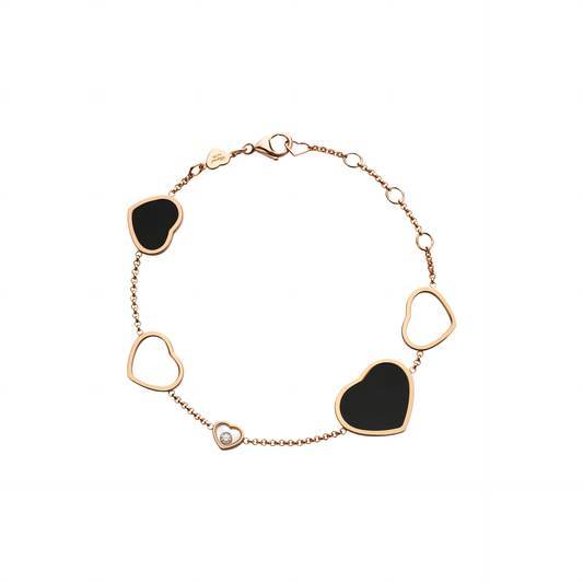 HAPPY HEARTS BRACELET, ETHICAL ROSE GOLD, DIAMOND, ONYX 857482-5021