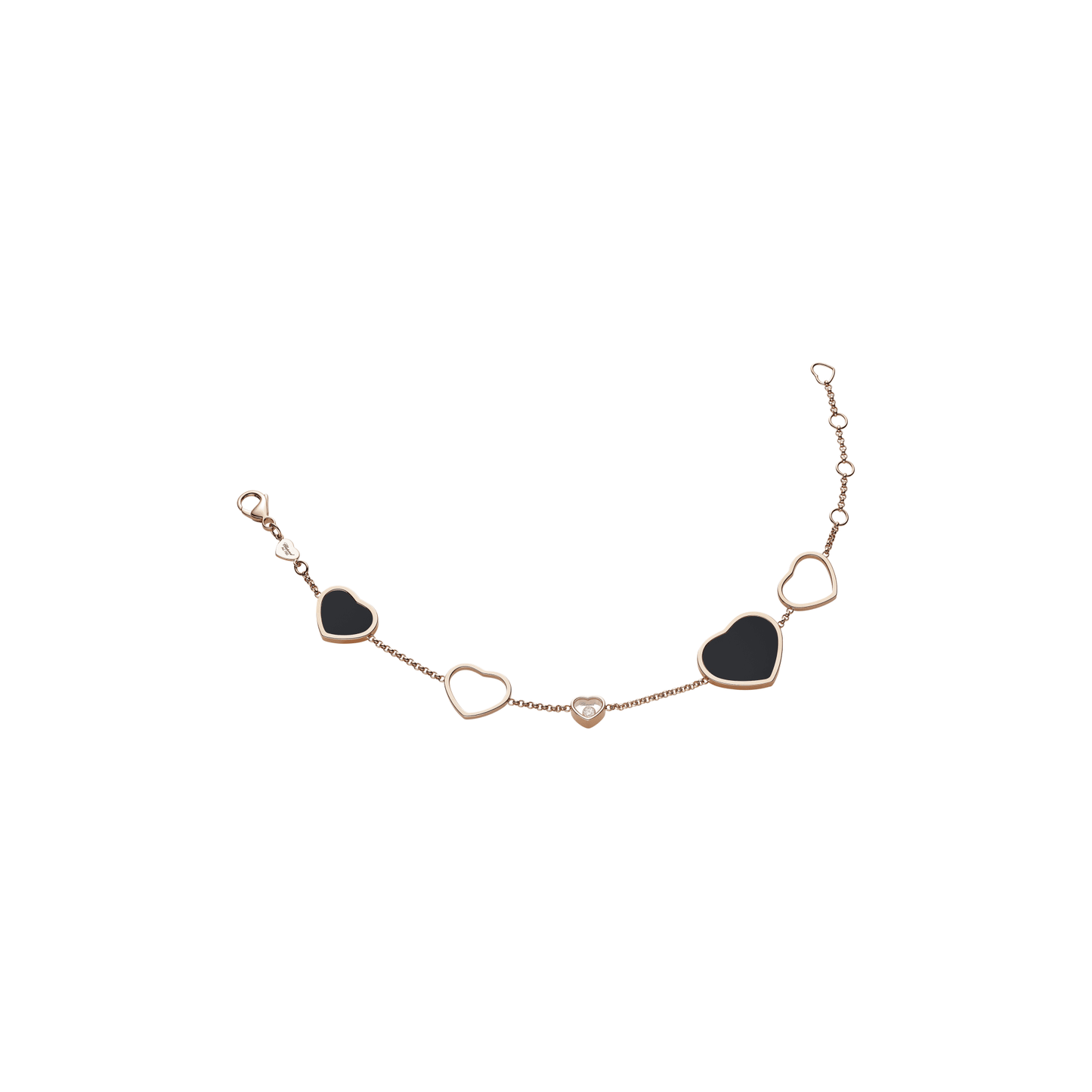 HAPPY HEARTS BRACELET, ETHICAL ROSE GOLD, DIAMOND, ONYX 857482-5021
