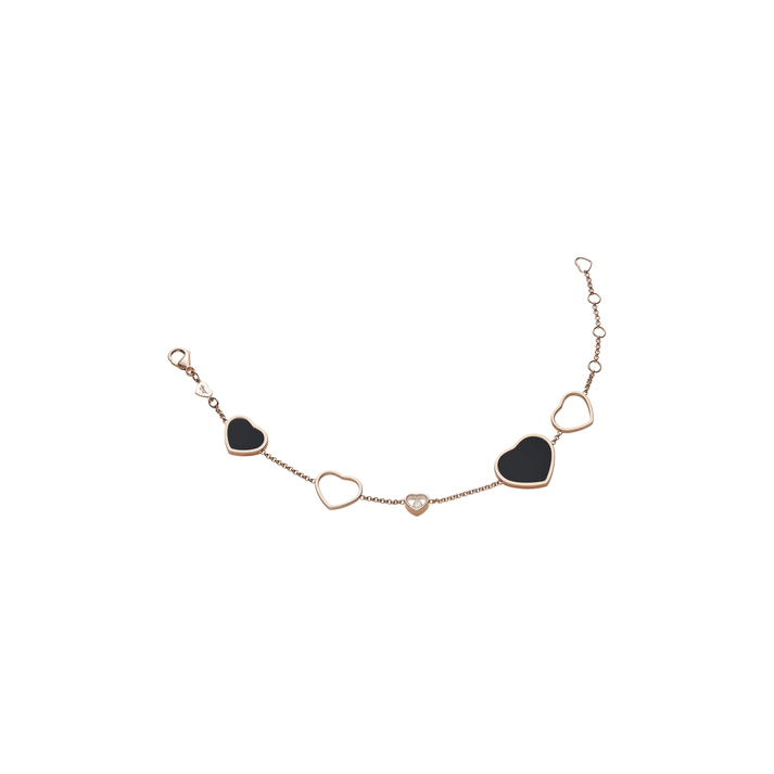 HAPPY HEARTS BRACELET, ETHICAL ROSE GOLD, DIAMOND, ONYX 857482-5021