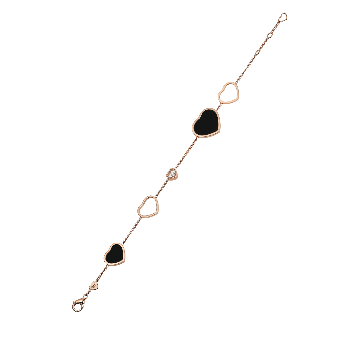 HAPPY HEARTS BRACELET, ETHICAL ROSE GOLD, DIAMOND, ONYX 857482-5021