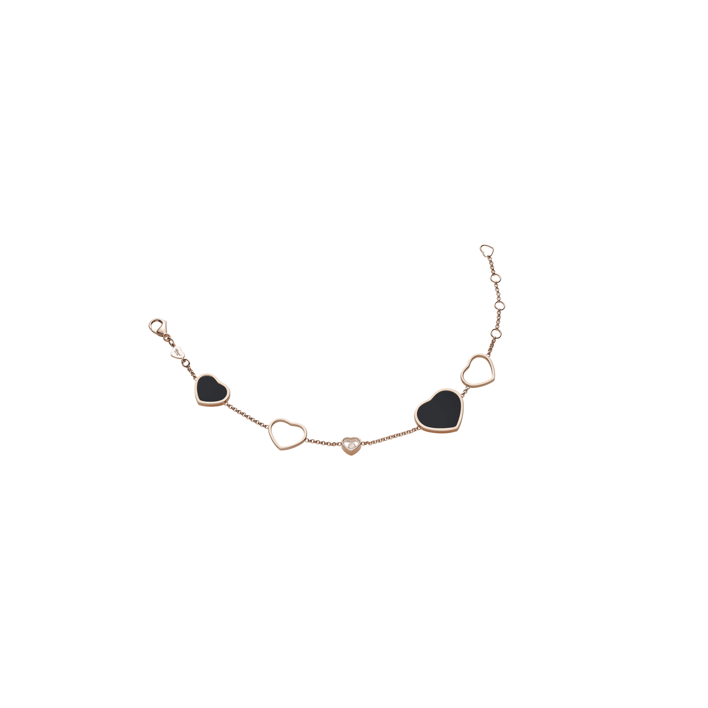 HAPPY HEARTS BRACELET, ETHICAL ROSE GOLD, DIAMOND, ONYX 857482-5021