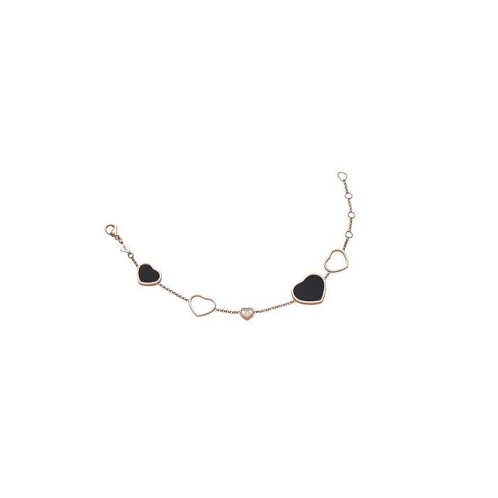 HAPPY HEARTS BRACELET, ETHICAL ROSE GOLD, DIAMOND, ONYX 857482-5021