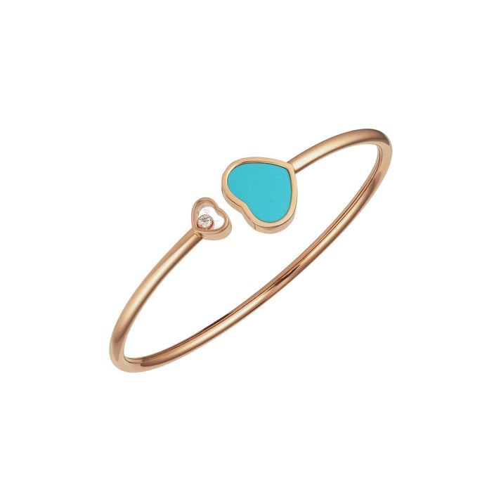 HAPPY HEARTS BANGLE, ETHICAL ROSE GOLD, DIAMOND, TURQUOISE STONE 857482-5400