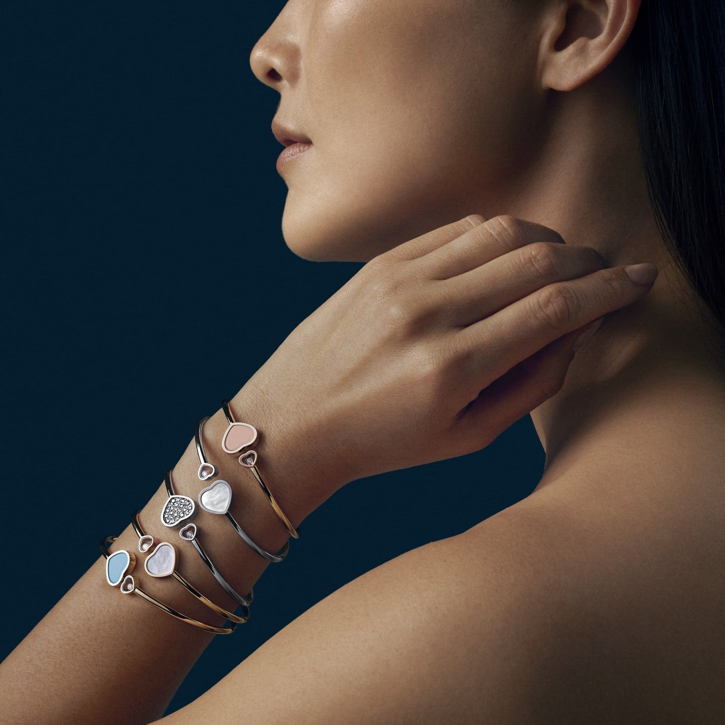 HAPPY HEARTS BANGLE, ETHICAL ROSE GOLD, DIAMOND, TURQUOISE STONE 857482-5400