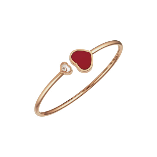 HAPPY HEARTS BANGLE, ETHICAL ROSE GOLD, DIAMOND, RED STONE 857482-5700