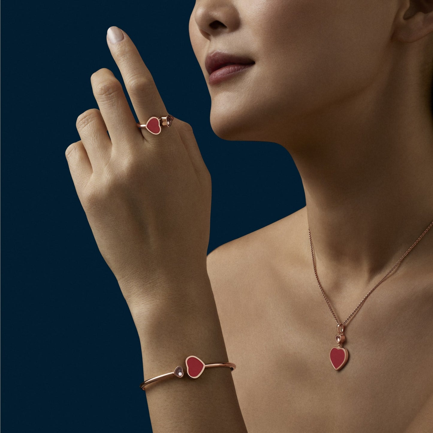 HAPPY HEARTS BANGLE, ETHICAL ROSE GOLD, DIAMOND, CARNELIAN 857482-5820