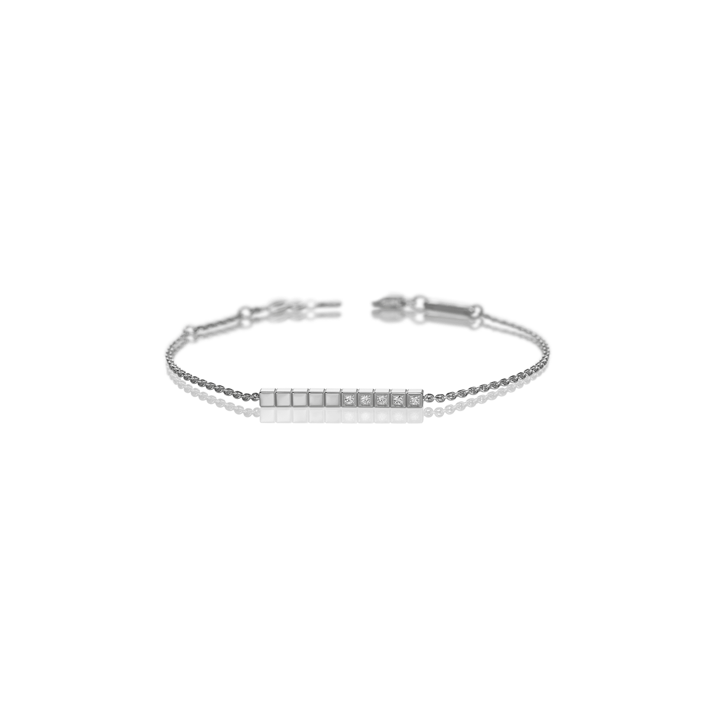 ICE CUBE BRACELET, ETHICAL WHITE GOLD, HALF-SET DIAMONDS 857702-1002