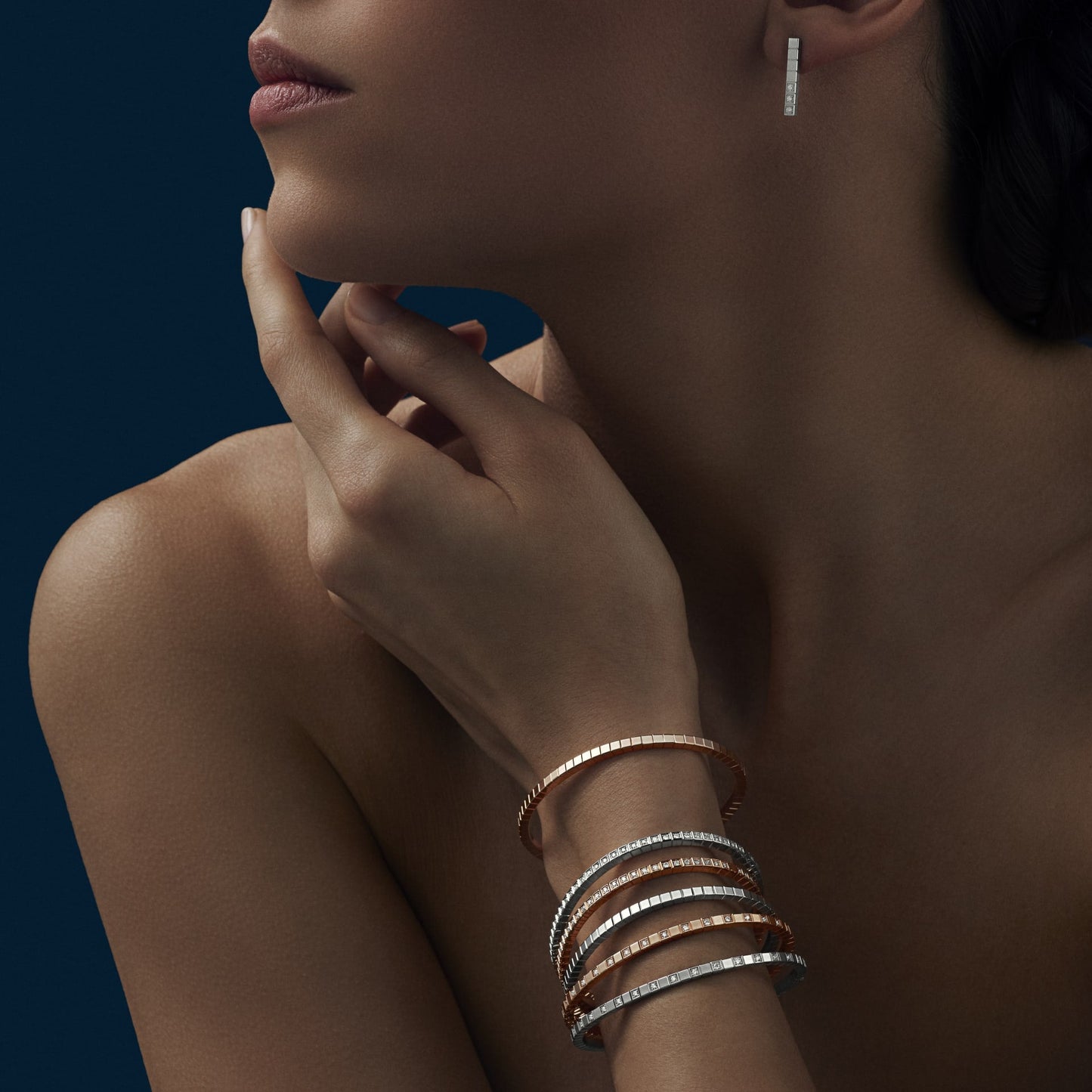 ICE CUBE BANGLE, ETHICAL ROSE GOLD, HALF-SET DIAMONDS 857702-5009