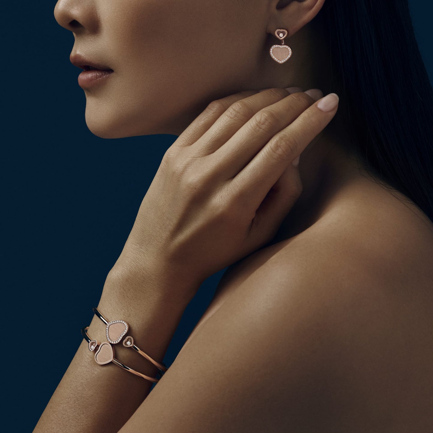 HAPPY HEARTS GOLDEN HEARTS BANGLE, ETHICAL ROSE GOLD, DIAMONDS 85A007-5920