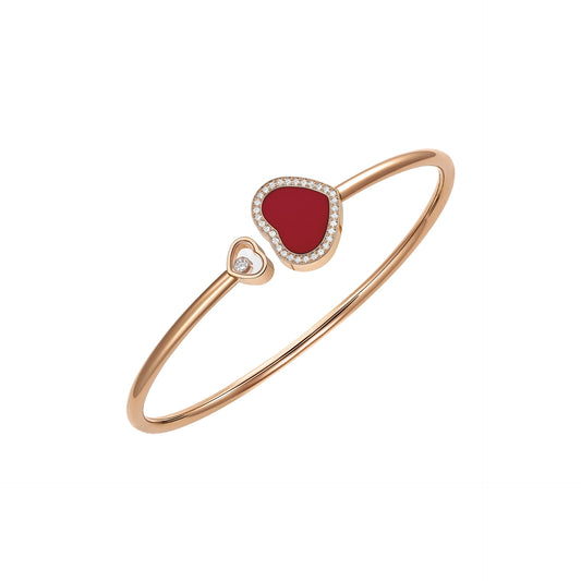 HAPPY HEARTS BANGLE, ETHICAL ROSE GOLD, DIAMONDS, RED STONE 85A074-5800