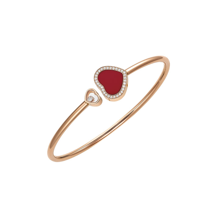 HAPPY HEARTS BANGLE, ETHICAL ROSE GOLD, DIAMONDS, RED STONE 85A074-5800