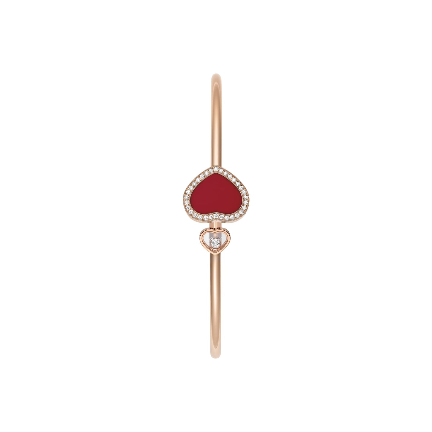 HAPPY HEARTS BANGLE, ETHICAL ROSE GOLD, DIAMONDS, RED STONE 85A074-5800