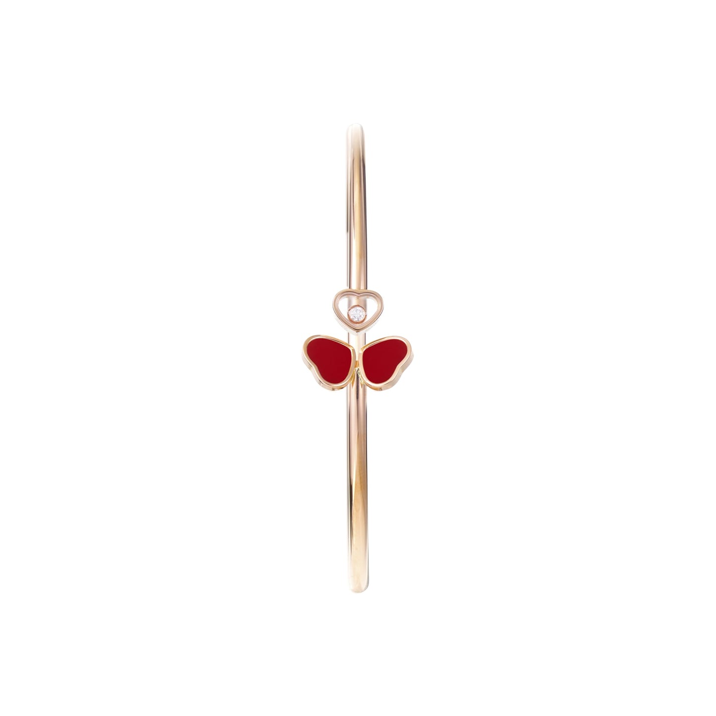 HAPPY HEARTS WINGS BANGLE, ETHICAL ROSE GOLD, DIAMOND, RED STONE 85A083-5800