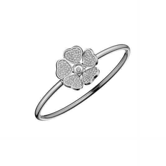 HAPPY HEARTS FLOWERS BANGLE, ETHICAL WHITE GOLD, DIAMONDS 85A085-1900