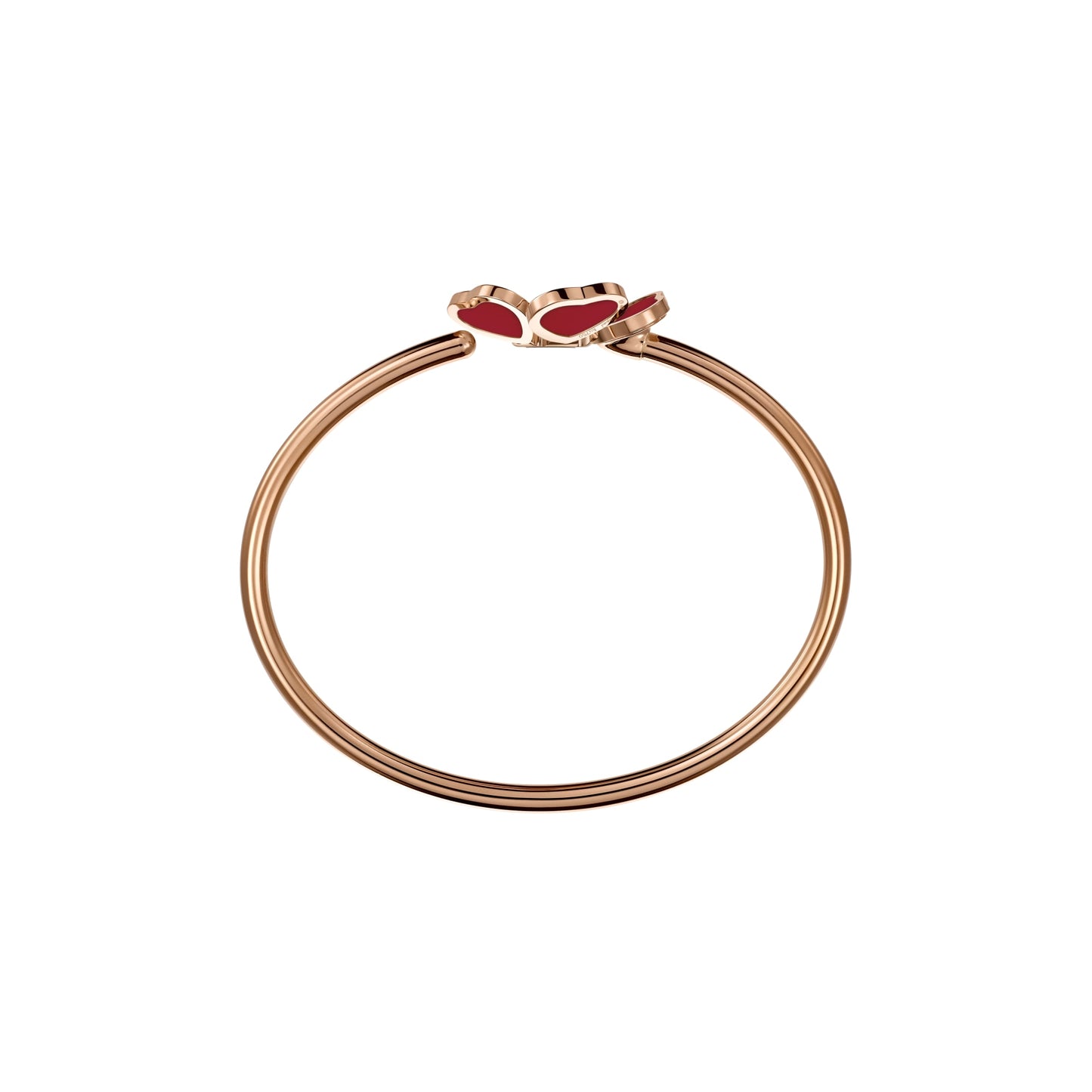 HAPPY HEARTS FLOWERS BANGLE, ETHICAL ROSE GOLD, DIAMOND, RED STONE 85A085-5800