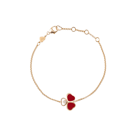 HAPPY HEARTS WINGS BRACELET, ETHICAL ROSE GOLD, DIAMOND, RED STONE 85A183-5081