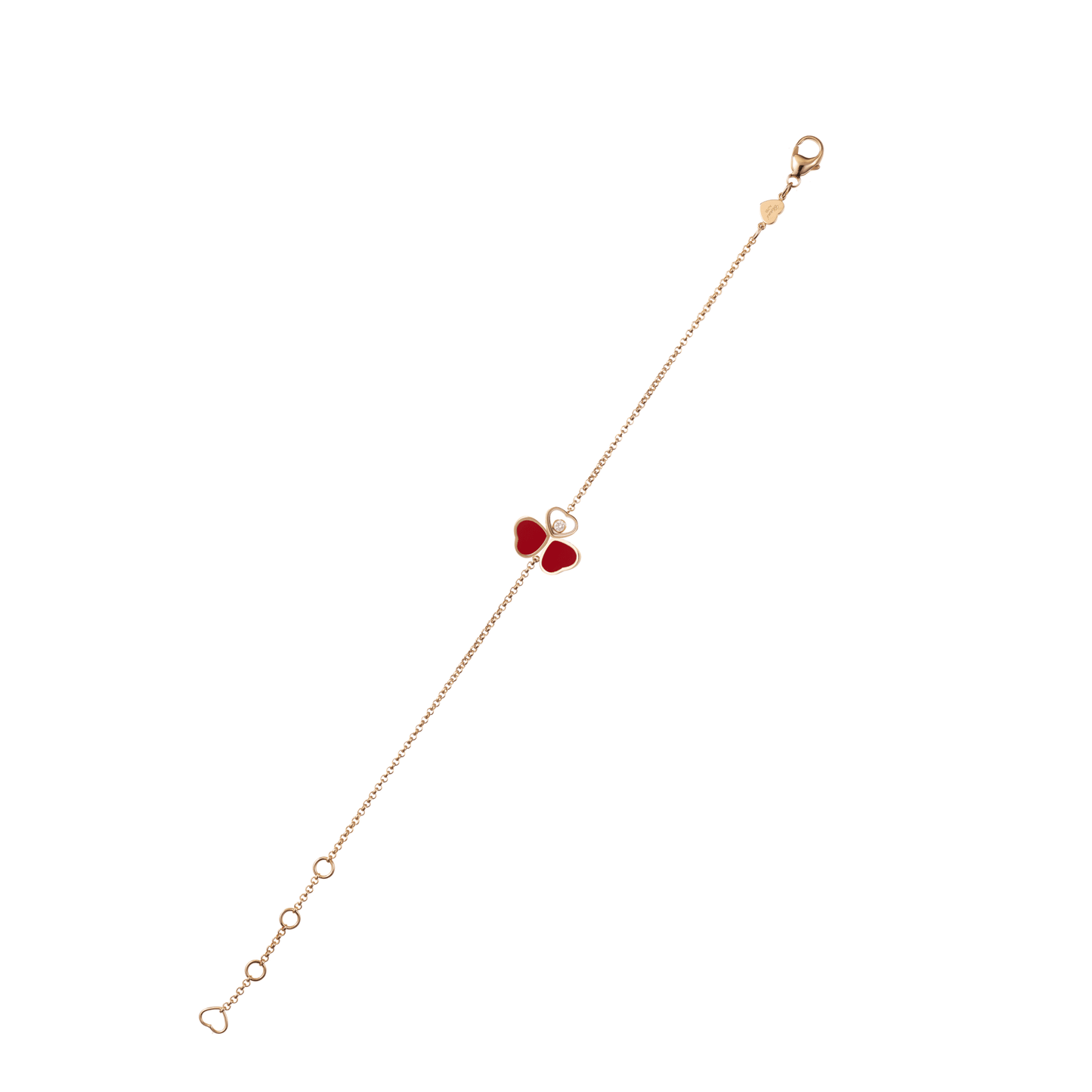 HAPPY HEARTS WINGS BRACELET, ETHICAL ROSE GOLD, DIAMOND, RED STONE 85A183-5081