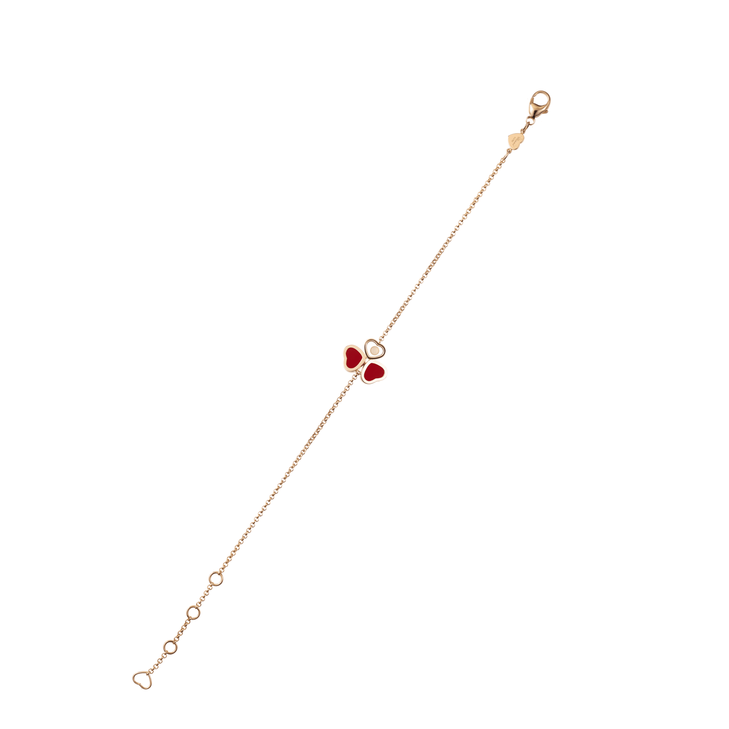 HAPPY HEARTS WINGS BRACELET, ETHICAL ROSE GOLD, DIAMOND, RED STONE 85A183-5081