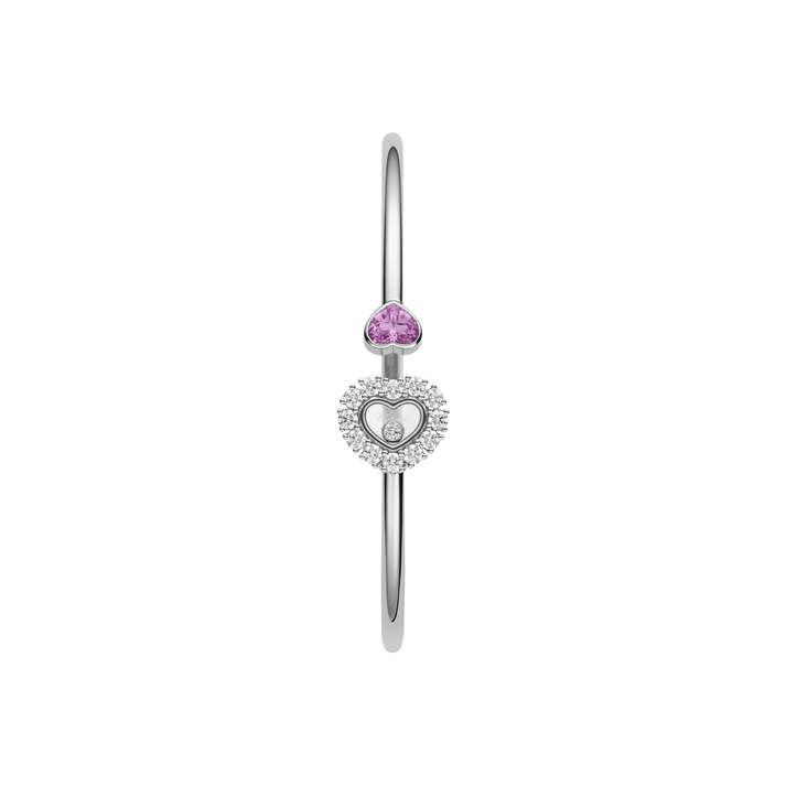 HAPPY DIAMONDS ICONS JOAILLERIE BANGLE, ETHICAL WHITE GOLD, DIAMONDS, PINK SAPPHIRE 85A616-1200