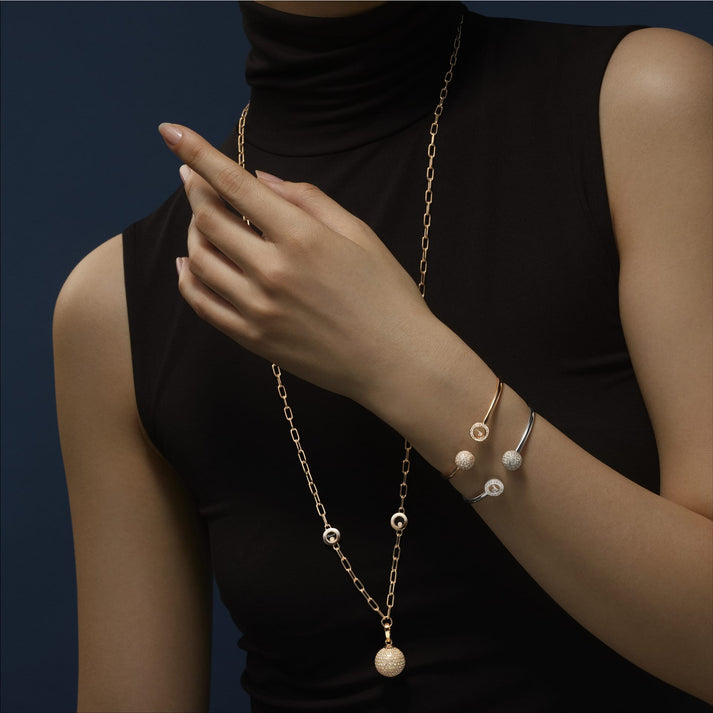 HAPPY DIAMONDS PLANET BANGLE, ETHICAL WHITE GOLD, DIAMONDS 85A619-1900