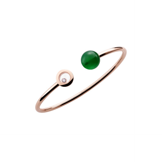 HAPPY DIAMONDS PLANET BANGLE, ETHICAL ROSE GOLD, DIAMOND, GREEN AGATE 85A619-5100