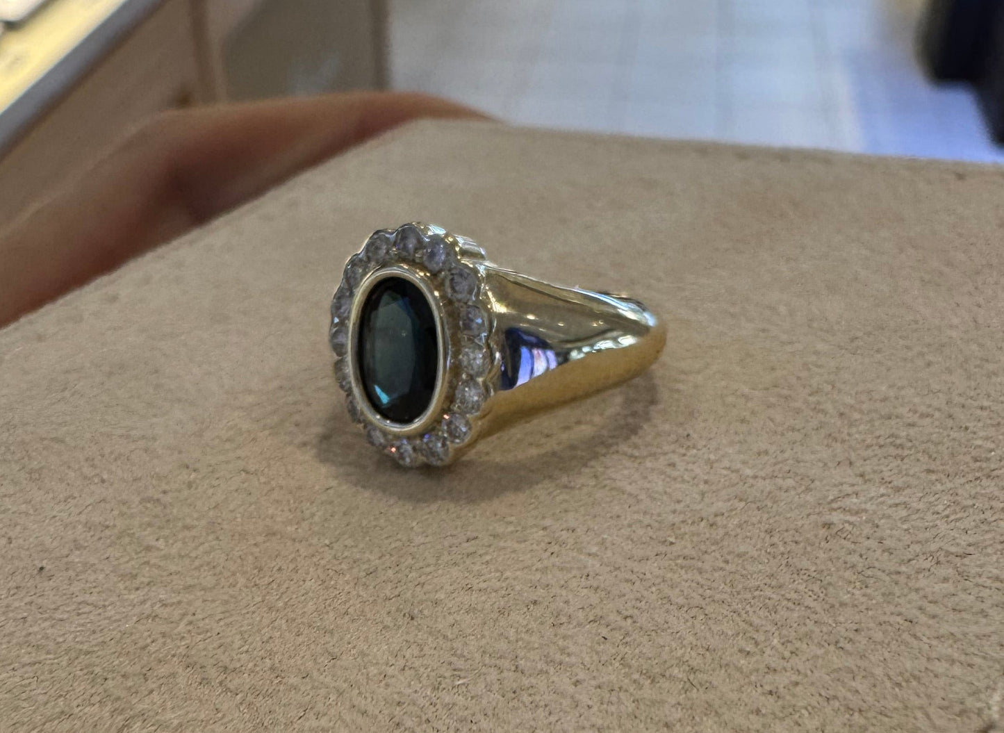Sapphire and Diamond Pinky Ring