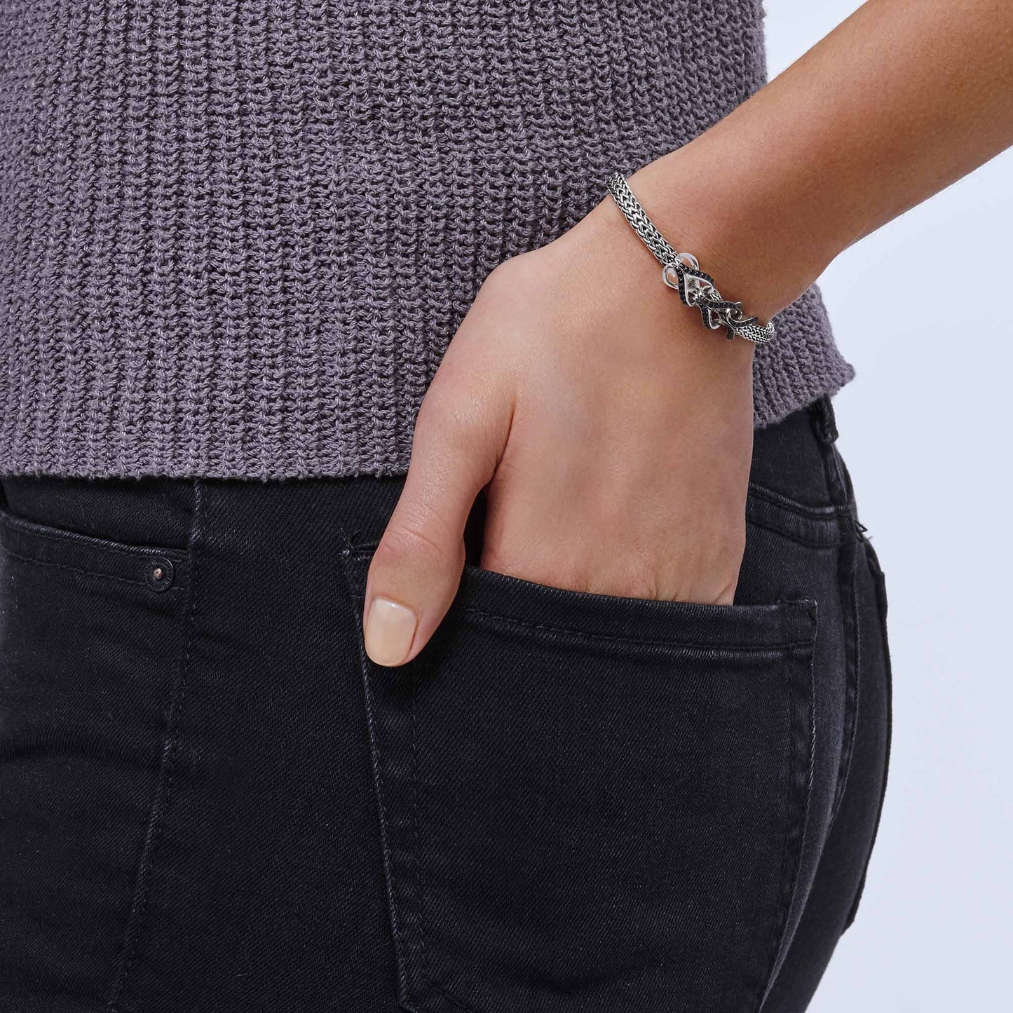 John Hardy Surf Bracelet, Sterling Silver, Pavé BBS902404BLSBN