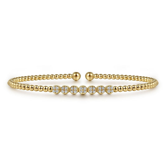 14K Yellow Gold Bujukan Bead and Cluster Diamond Bangle BG4116-62Y45JJ