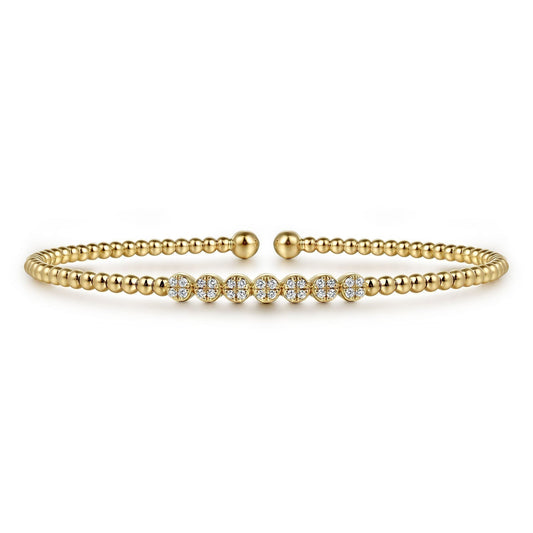 14K Yellow Gold Bujukan Bead and Cluster Diamond Bangle BG4116-62Y45JJ