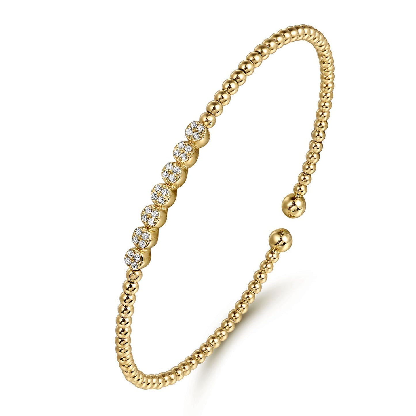 14K Yellow Gold Bujukan Bead and Cluster Diamond Bangle BG4116-62Y45JJ