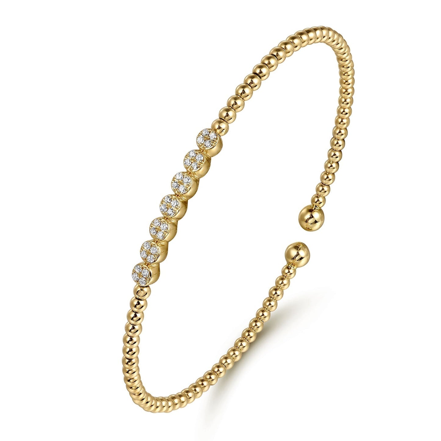 14K Yellow Gold Bujukan Bead and Cluster Diamond Bangle BG4116-62Y45JJ