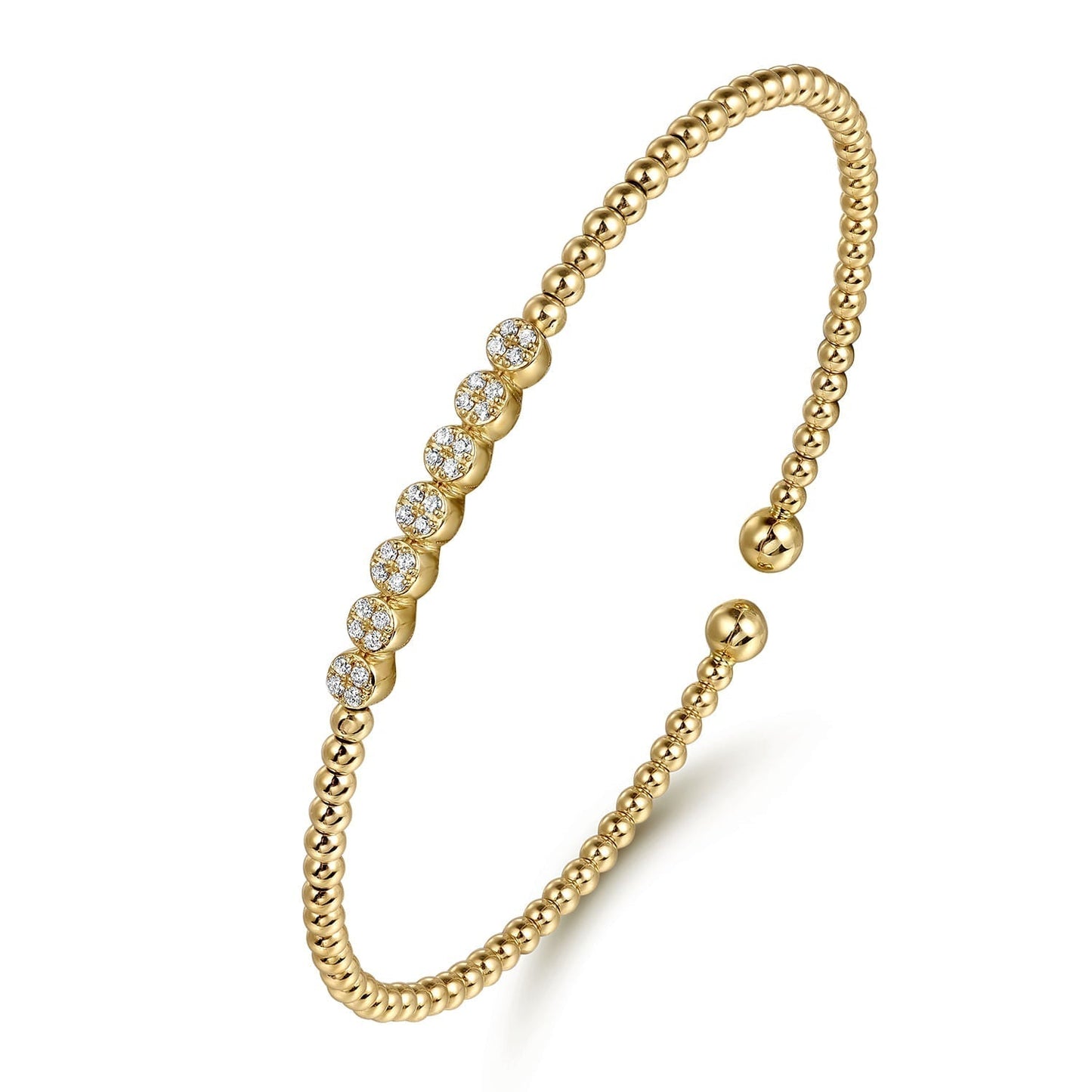 14K Yellow Gold Bujukan Bead and Cluster Diamond Bangle BG4116-62Y45JJ