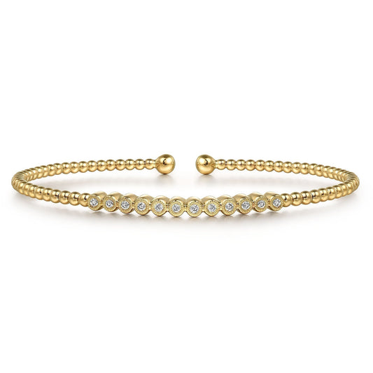 14K Yellow Gold Bujukan Bead Diamond Bangle BG4118-62Y45JJ