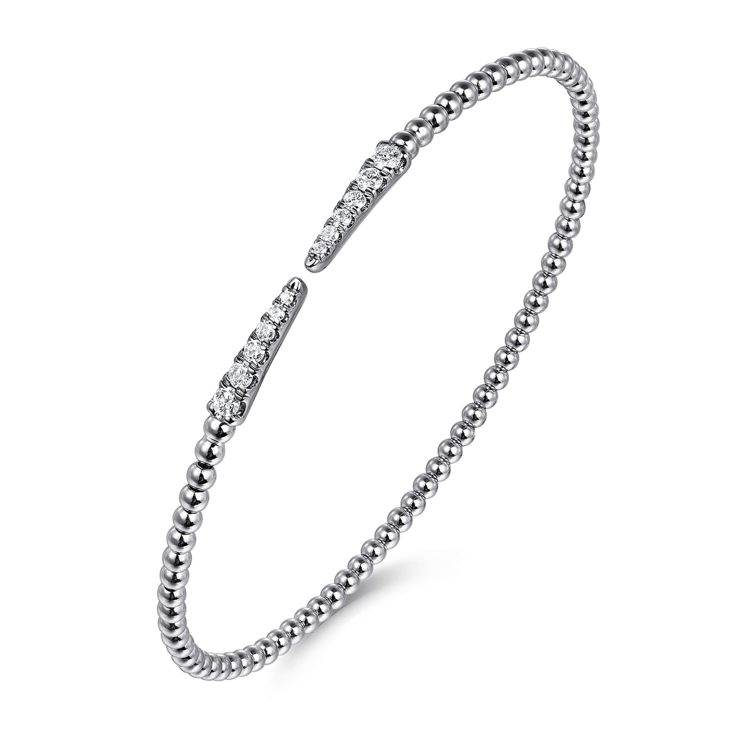 14K White Gold Bujukan Diamond Spikes Split Bangle BG4216-62W45JJ