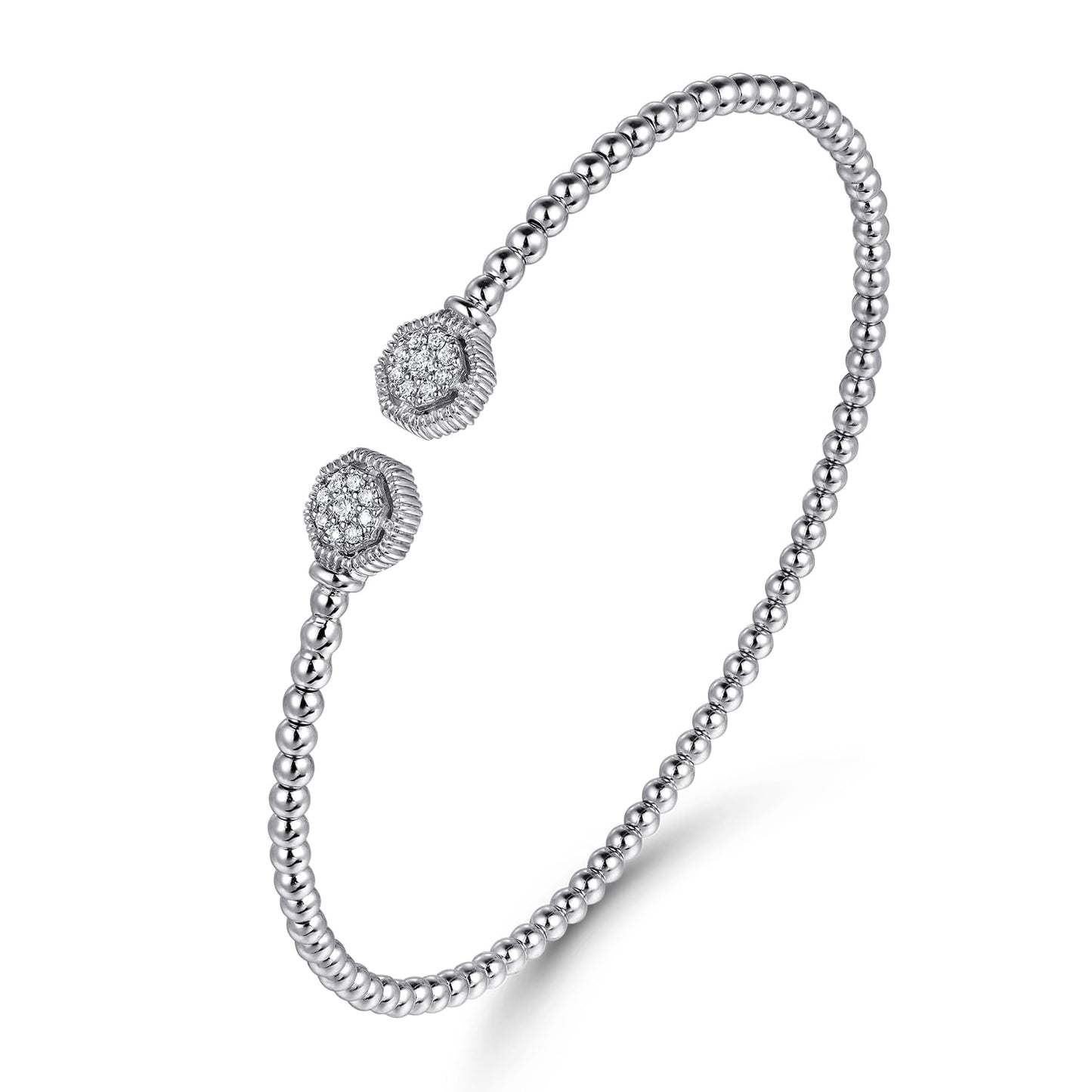 14K White Gold Bujukan Diamond Hexagon Split Bangle BG4261-62W45JJ
