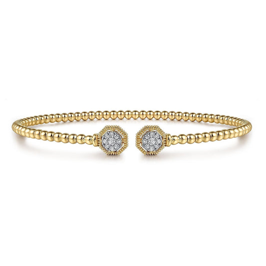 14K Yellow Gold Bujukan Diamond Hexagon Split Bangle BG4261-62Y45JJ