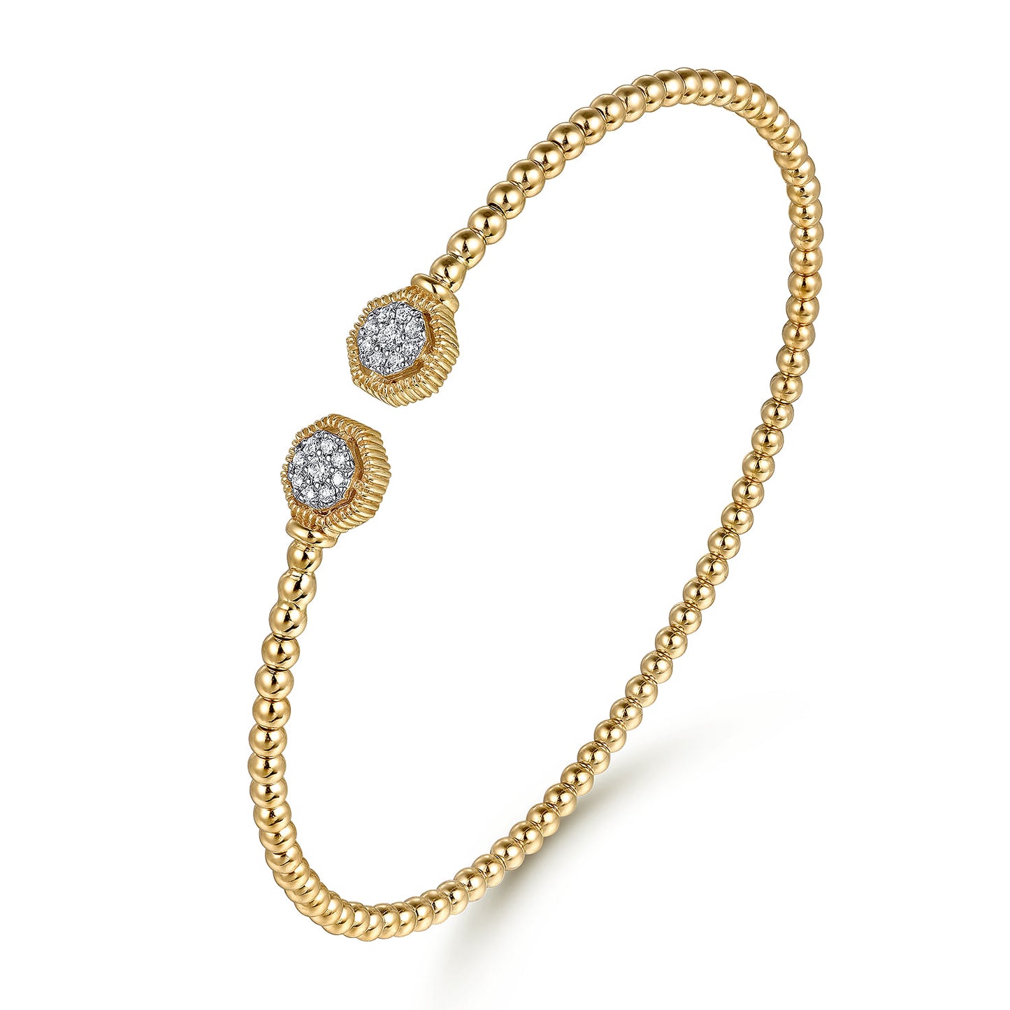 14K Yellow Gold Bujukan Diamond Hexagon Split Bangle BG4261-62Y45JJ