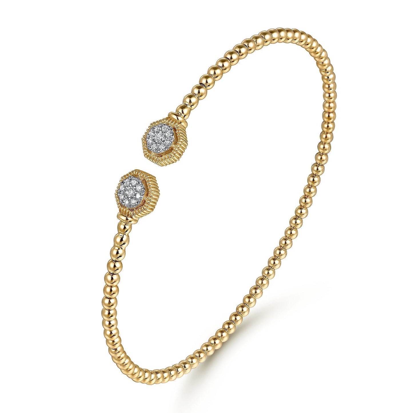 14K Yellow Gold Bujukan Diamond Hexagon Split Bangle BG4261-62Y45JJ