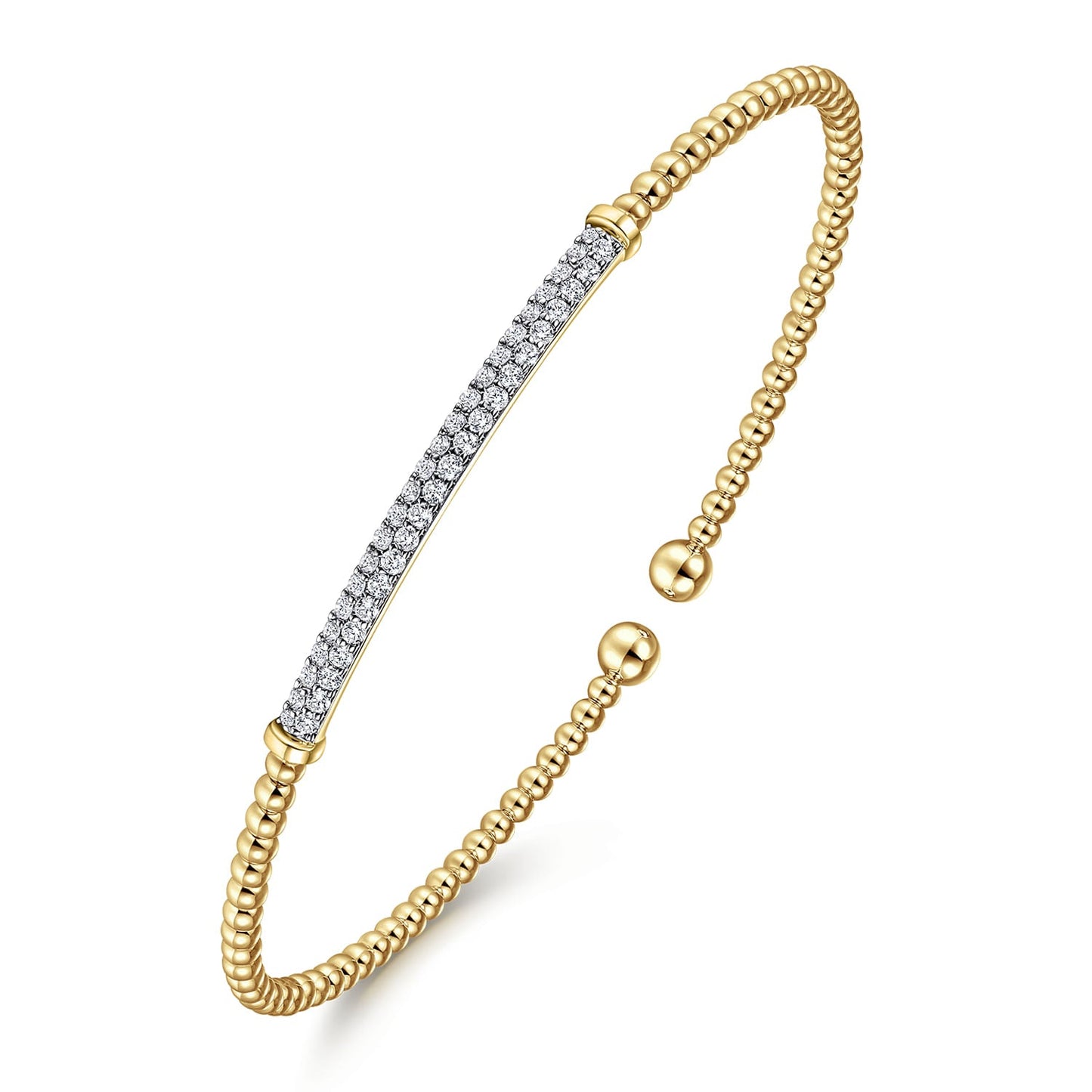 14K Yellow Gold Bujukan Diamond Bar Split Bangle BG4262-62Y45JJ