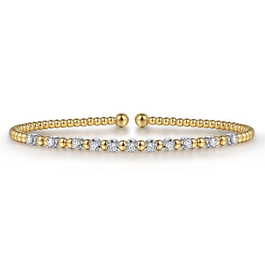 14K White-Yellow Gold Bujukan Diamond Split Bangle BG4279-62M45JJ