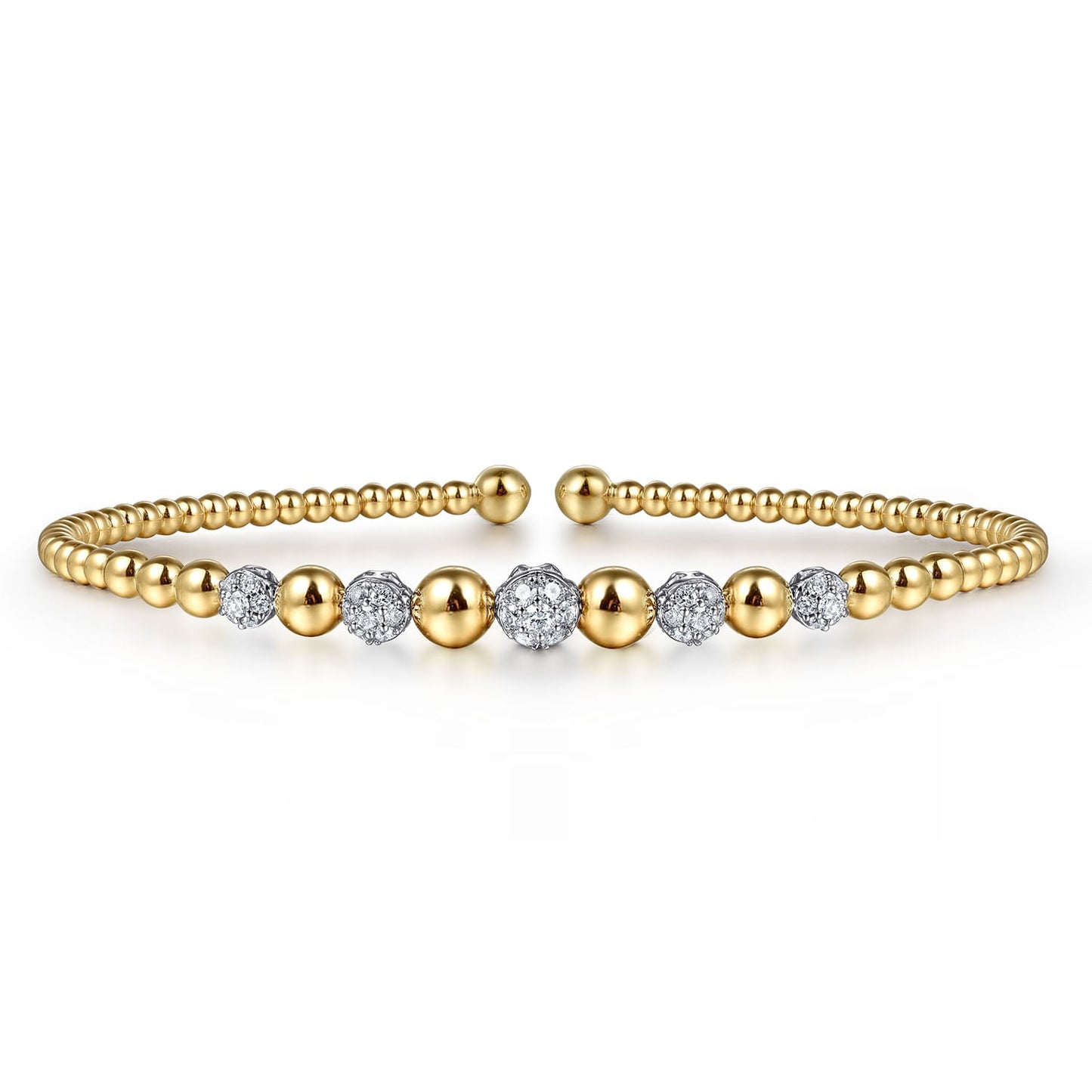 14K Yellow-White Gold Bujukan Diamond Stations Bangle BG4362-62M45JJ