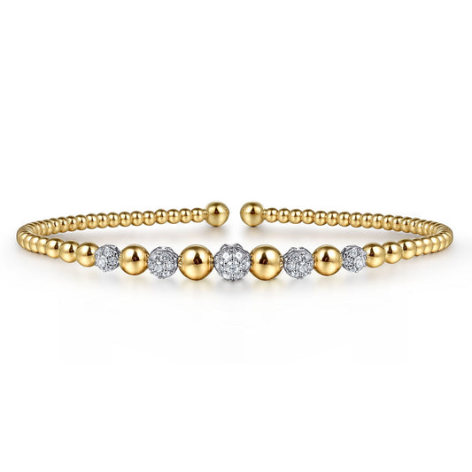14K Yellow-White Gold Bujukan Diamond Stations Bangle BG4362-62M45JJ