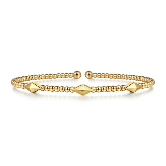 14K Yellow Gold Bujukan Pyramid Stations Bangle BG4421-62Y4JJJ